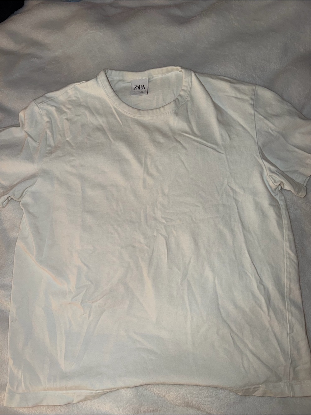 Zara Men’s Cream Crew Neck Short Sleeve Tee
